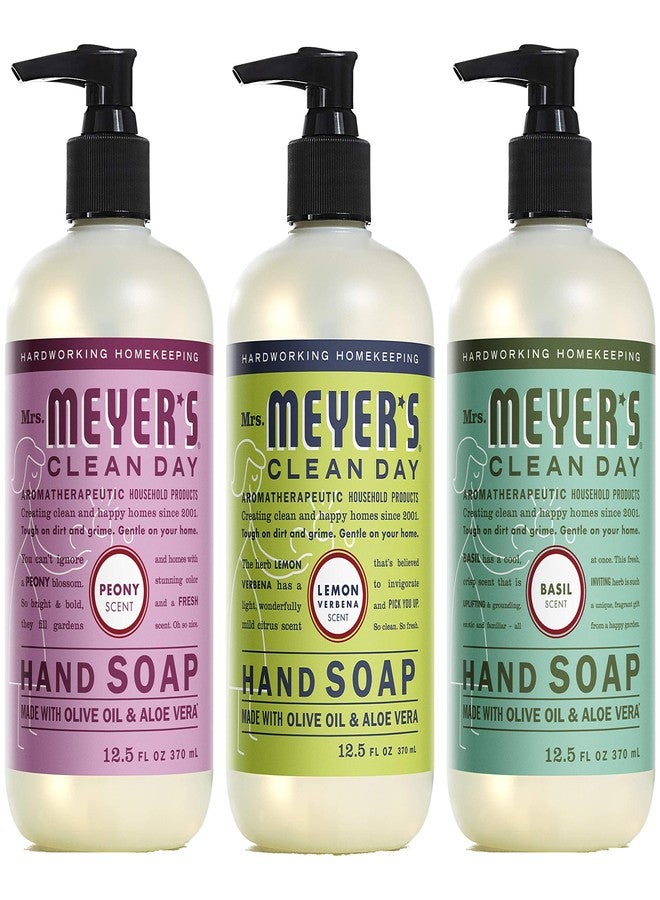 Mrs. MEYER'S CLEAN DAY Liquid Hand Soap Variety Pack 12.5 OZ Each, 3 Count (Lemon Verbena + Basil + Peony) - Image 1